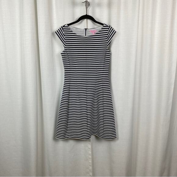 Lilly Pulitzer Blue&White Stripe Briella Fit&Flare Dress Sz.S - Picture 4 of 16